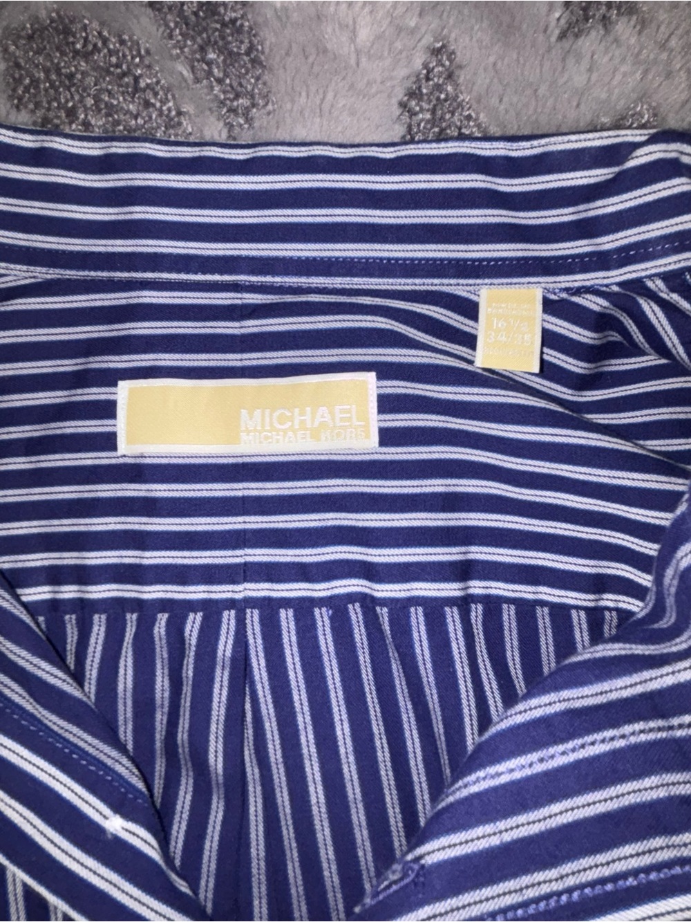 Michael Kors blue and whites long sleeve button men’s shirt size 16.5
